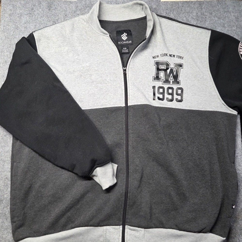 Rocawear Mens 3X Full Zip Track Jacket Gray Black Colorblock RW 1999 99 Problems